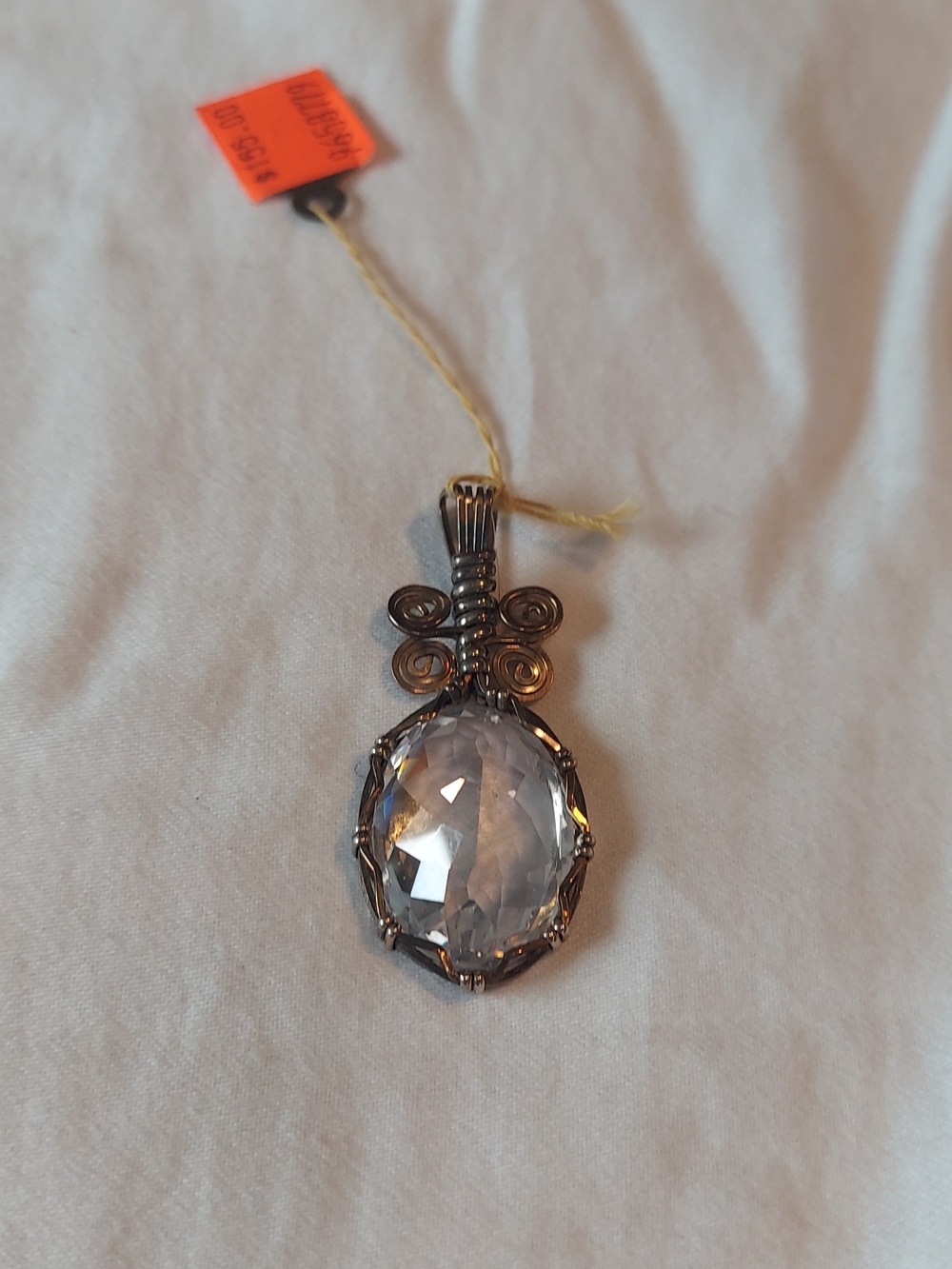 Wire-Wrapped Clear Crystal Pendant Necklace - Elegant Clear